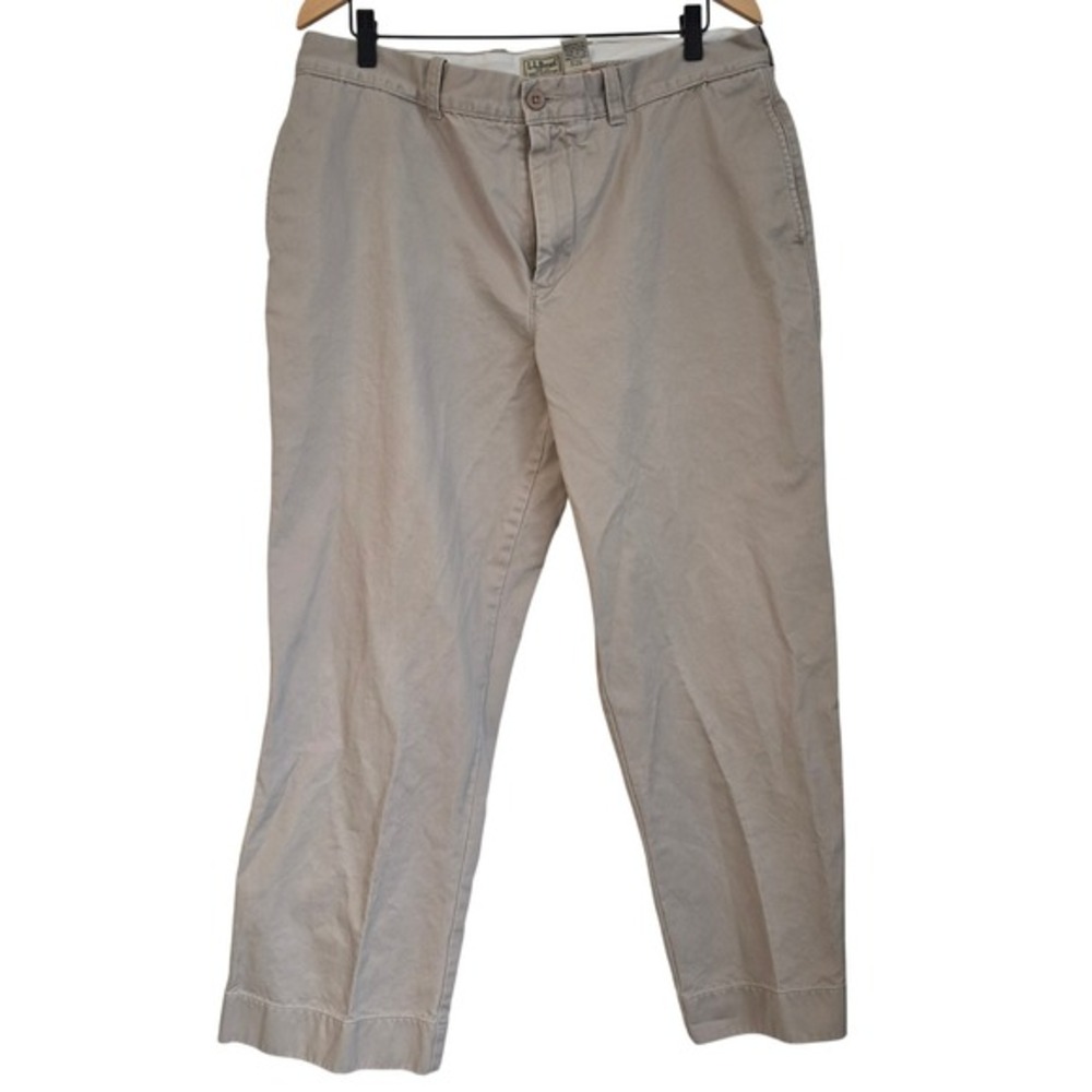 LL Bean Mens Chinos Khaki Straight Leg Pants Size 38x30 Cotton Casual